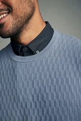 Next 2-in-1 Pullover Hemdeinsatz Grau/Blau/Hellblau/Dunkelblau