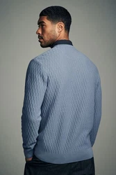 Next 2-in-1 Pullover Hemdeinsatz Grau/Blau/Hellblau/Dunkelblau