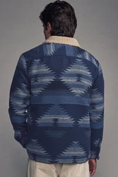 Next Hemdjacke im Navajo-Stil mit Borgfutter Blau/Creme/Hellblau