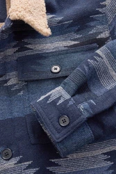 Next Hemdjacke im Navajo-Stil mit Borgfutter Blau/Creme/Hellblau