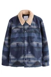 Next Hemdjacke im Navajo-Stil mit Borgfutter Blau/Creme/Hellblau