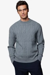 Rundhalspullover Regular Fit Rundhalspullover mit Strukturmuster (1-tlg)