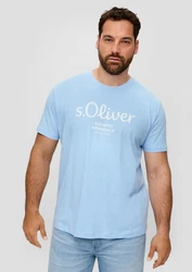 s.Oliver T-Shirt mit Label-Print Logo Hellblau