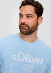 s.Oliver T-Shirt mit Label-Print Logo Hellblau