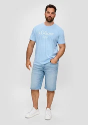 s.Oliver T-Shirt mit Label-Print Logo Hellblau