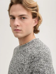 TOM TAILOR DENIM Pullover schwarz/weiß