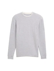TOM TAILOR Langarmshirt 2-in-1 Look Grau/Hellgrau