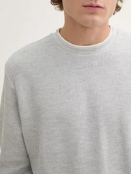TOM TAILOR Langarmshirt 2-in-1 Look Grau/Hellgrau