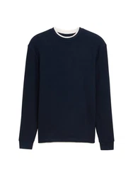 TOM TAILOR Langarmshirt 2-in-1 Look Dunkelblau/Blau/Hellblau