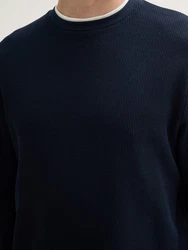 TOM TAILOR Langarmshirt 2-in-1 Look Dunkelblau/Blau/Hellblau