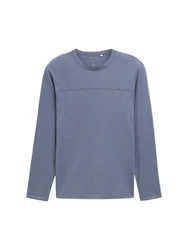 TOM TAILOR Langarmshirt mit Bio-Baumwolle Grau/Dunkelblau/Blau/Hellblau