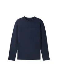 TOM TAILOR Langarmshirt mit Bio-Baumwolle Dunkelblau