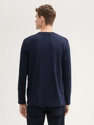 TOM TAILOR Langarmshirt mit Bio-Baumwolle Dunkelblau