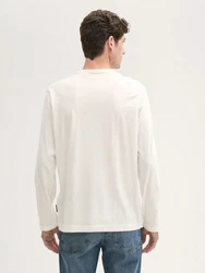 TOM TAILOR Langarmshirt mit Bio-Baumwolle Weiß/Khaki/Creme