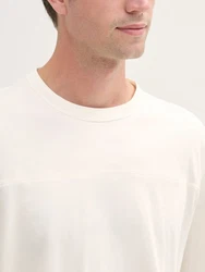 TOM TAILOR Langarmshirt mit Bio-Baumwolle Weiß/Khaki/Creme