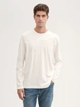 TOM TAILOR Langarmshirt mit Bio-Baumwolle Weiß/Khaki/Creme