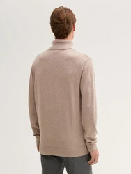 TOM TAILOR Strickpullover Basic Rollkragenpullover Braun/Beige/Khaki