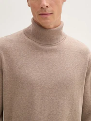 TOM TAILOR Strickpullover Basic Rollkragenpullover Braun/Beige/Khaki