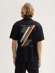 TOM TAILOR T-Shirt Relaxed mit Logo Print Schwarz/Hellblau/Dunkelrot