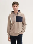 TOM TAILOR Sweatshirt Hoodie mit Logo Badge Beige/Khaki