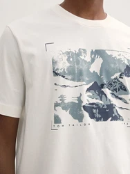 TOM TAILOR T-Shirt mit Print Weiß/Creme/Dunkelblau