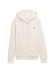 TOM TAILOR Denim Sweatjacke mit Logo Print Weiß/Beige/Khaki/Creme