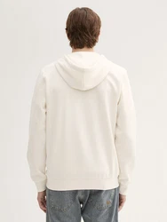 TOM TAILOR Denim Sweatjacke mit Logo Print Weiß/Beige/Khaki/Creme
