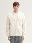 TOM TAILOR Denim Sweatjacke mit Logo Print Weiß/Beige/Khaki/Creme
