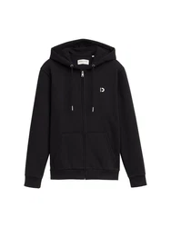 TOM TAILOR Denim Sweatjacke mit Logo Print Schwarz/Hellblau/Beige