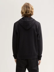 TOM TAILOR Denim Sweatjacke mit Logo Print Schwarz/Hellblau/Beige