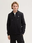 TOM TAILOR Denim Sweatjacke mit Logo Print Schwarz/Hellblau/Beige