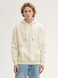 TOM TAILOR Denim Sweatshirt Relaxed Hoodie mit Rückenprint mit Logo Print Beige/Khaki/Creme/Weiß