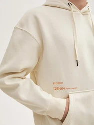 TOM TAILOR Denim Sweatshirt Relaxed Hoodie mit Rückenprint mit Logo Print Beige/Khaki/Creme/Weiß