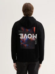 TOM TAILOR Denim Sweatshirt Relaxed Hoodie mit Rückenprint mit Logo Print Schwarz/Gelb/Hellblau