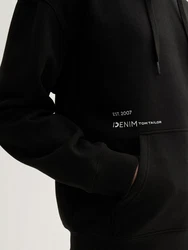 TOM TAILOR Denim Sweatshirt Relaxed Hoodie mit Rückenprint mit Logo Print Schwarz/Gelb/Hellblau