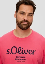 s.Oliver T-Shirt mit Label-Print Logo Rosa/Dunkelrot/Braun