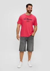 s.Oliver T-Shirt mit Label-Print Logo Rosa/Dunkelrot/Braun