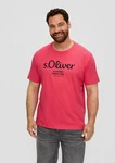 s.Oliver T-Shirt mit Label-Print Logo Rosa/Dunkelrot/Braun