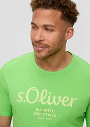 s.Oliver Kurzarmshirt T-Shirt mit Logo-Print Artwork Grün/Neonfarben