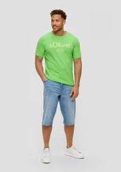 s.Oliver Kurzarmshirt T-Shirt mit Logo-Print Artwork Grün/Neonfarben