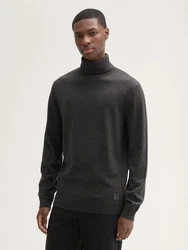 TOM TAILOR Strickpullover Basic Rollkragenpullover dunkelgrau