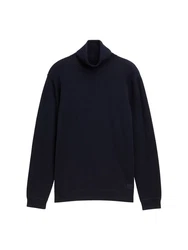 TOM TAILOR Strickpullover Basic Rollkragenpullover Dunkelblau/Schwarz/Hellblau