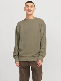 JACK & JONES Sweatshirt 'JJECharge' Dunkelgrün/Khaki