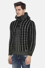 Strickpullover Pullover im modernen Design mit Kapuze, CP214
