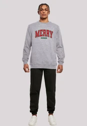 F4NT4STIC Sweatshirt Weihnachten Varsity Retro Grau/Rot