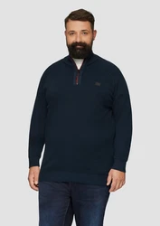 s.Oliver Strickpullover mit Troyer-Kragen Dunkelblau/Hellblau/Rot/Blau/Braun