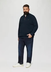 s.Oliver Strickpullover mit Troyer-Kragen Dunkelblau/Hellblau/Rot/Blau/Braun