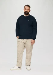 s.Oliver Strickpullover mit Nahtdetails und Logo Dunkelblau/Braun/Blau