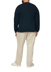 s.Oliver Strickpullover mit Nahtdetails und Logo Dunkelblau/Braun/Blau
