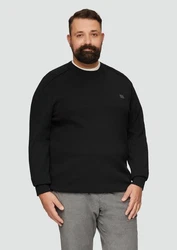 s.Oliver Strickpullover mit Nahtdetails und Logo Schwarz/Braun/Weiß